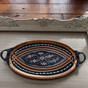 Vintage Hand painted Copper Tray.